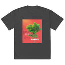 Oversized black Christian T-shirt featuring a bold red square with a radiant green tree and Psalm 91 verse. Design includes sunbeam overlay, highlighted words “Most High” and “Almighty,” and hidden “Psalm 91” text in the leaves.