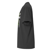 Side profile of black 'Outside of Your Name' oversized tee – statement Christian shirt with organic fig vine artwork – Influence View