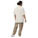 Back of cream 'Outside of Your Name' oversized tee – unisex Christian shirt with minimalist back and bold front design – Influence View