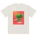 Cream-colored oversized Christian T-shirt with a red square graphic of a tree and sunbeam. Includes a faith-based design inspired by Psalm 91, with emphasis on “Most High” and “Almighty,” plus hidden text within the leaves.