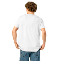 Back view of man wearing white 'Outside of Your Name' tee – classic fit Christian shirt by Influence View