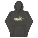 Vintage black premium hoodie laid flat with “God Did It” design printed across the chest. Includes green vine illustration and Genesis 50:20 in red.